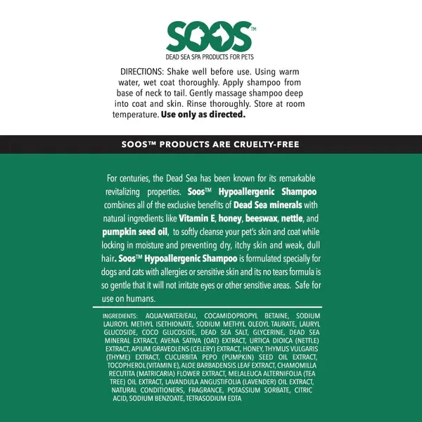 Soos Pets Natural Hypoallergenic Shampoo